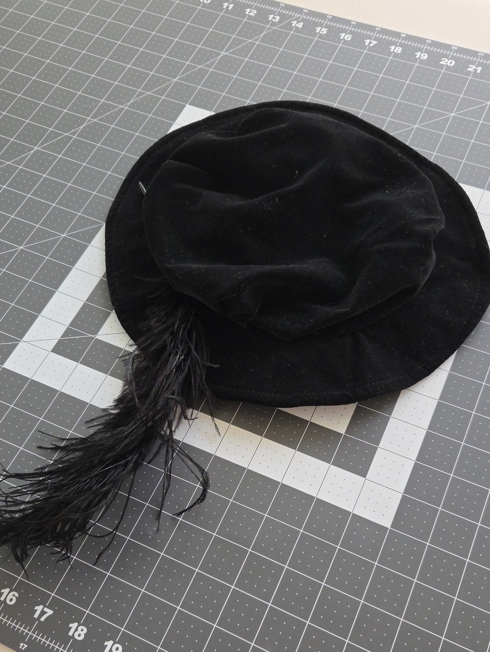 Classic Black Velvet Feathered Boy's Hat